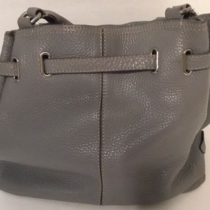 COLE HAAN Gray Pebbled Leather Bag